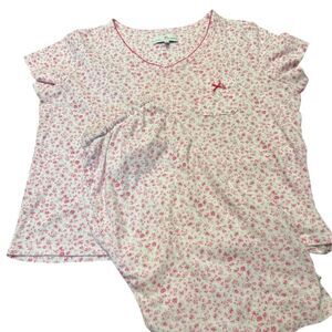 Karen Neuburger Floral Pajama Set Pink Large Short Sleeve